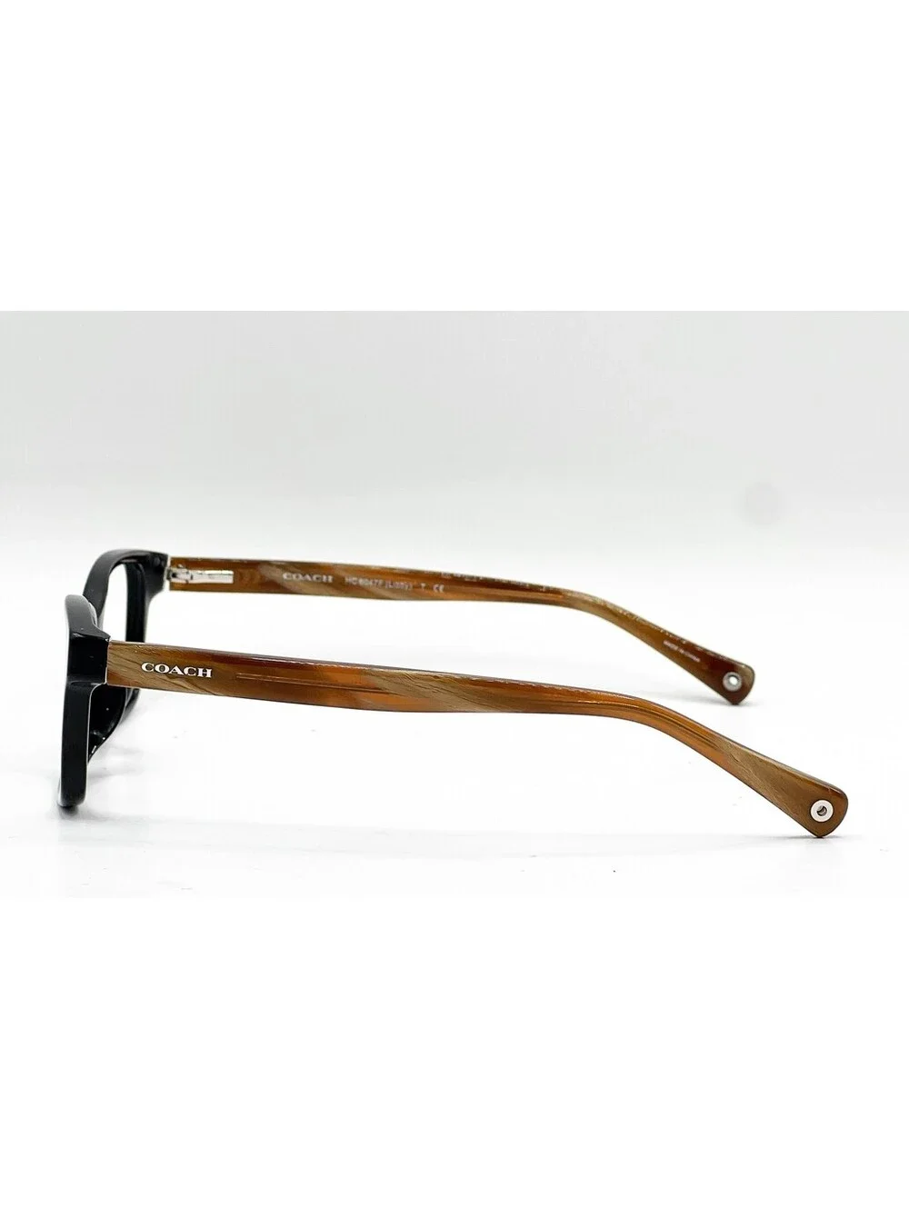 Coach HC 6047F 5193 Black/Light Brown Horn Authentic Eyeglass Frames 51-16